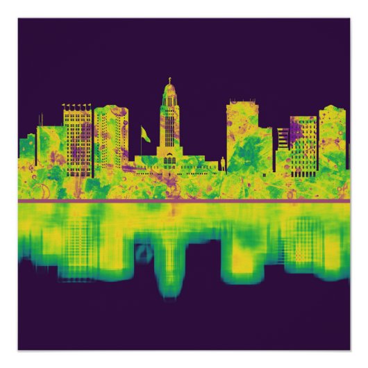 Lincoln Nebraska Skyline Perfect Poster (Voorkant)