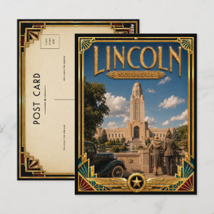 Lincoln Nebraska Vintage Art Deco Gouden Tijdperk Briefkaart