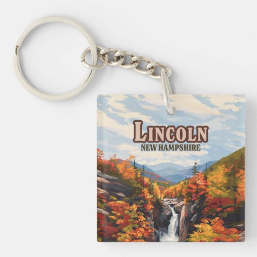 Lincoln New Hampshire Franconia Herfsten Herfst Sleutelhanger (Voorkant)