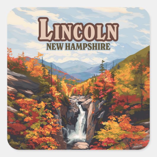 Lincoln New Hampshire Franconia Herfsten Herfst Vierkante Sticker (Voorkant)