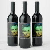 Lincoln Portrait Text Poster Wijn Etiket (Flessen)