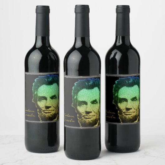 Lincoln Portrait Text Poster Wijn Etiket (Flessen)
