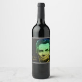 Lincoln Portrait Text Poster Wijn Etiket (Voorkant)