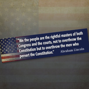 Lincoln Quote: de Grondwet omkeren Bumpersticker