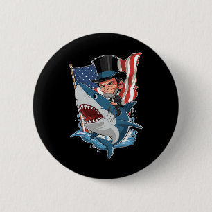 Lincoln Riding Shark Geweldige vierde juli Graphi Ronde Button 5,7 Cm