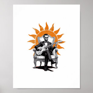 Lincoln Unplugged – Grappige Abraham Lincoln Gitaa Poster