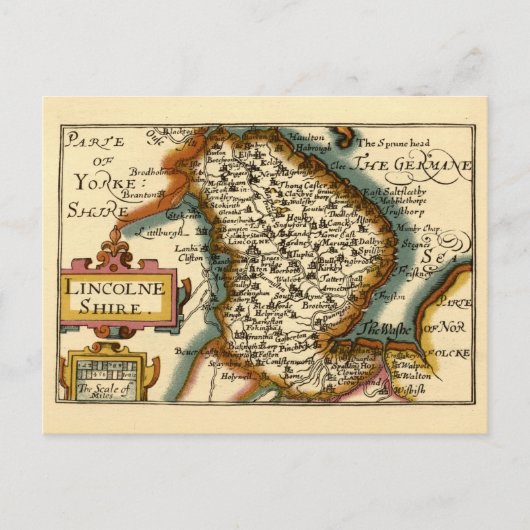 Lincolnshire Angleterre Ancienne Carte Antique (Devant)