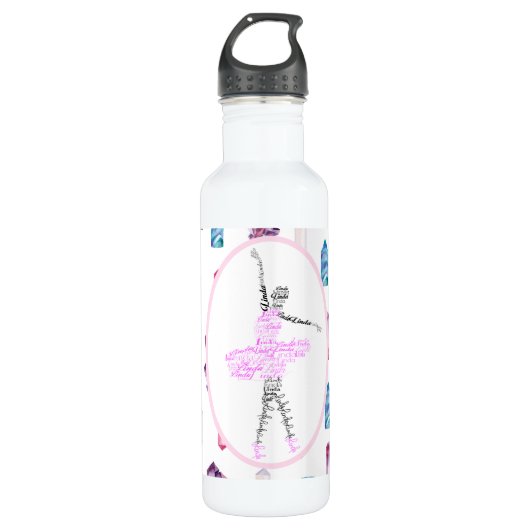 Linda Ballerina Personalized Dancer Gift Waterfles (Voorkant)