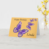 Linda Bonne carte papillon d'anniversaire (Fleur jaune)