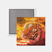 Linda Expressão de Tigre Deitado. Magneet (Voorkant / Achterkant)