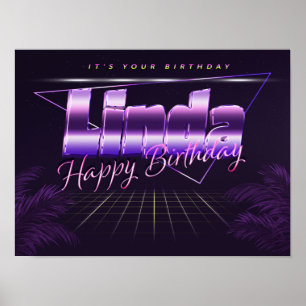 Linda Name Vorname retro Poster Geburtstag