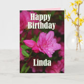 Linda Pink Azalea Happy Birthday Kaart (Gele Bloem)