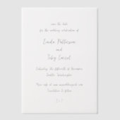 Linda Simple Modern Wedding Save the Date Vellum Uitnodigingen (Voorkant)
