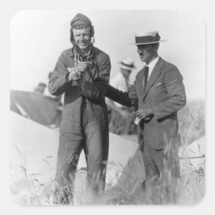 Lindbergh en Wright - Wrecked Plane Vierkante Sticker