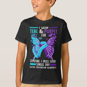 Lindblauw en Paars lint zelfmoordpreventie bewustz T-shirt