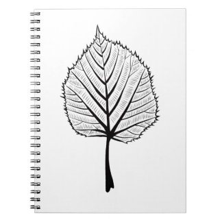Linden Leaf Outline Art - Botanische kleuren Notitieboek