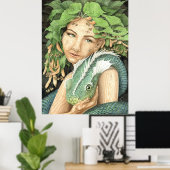 Linden & lindworm dryad poster (Thuiskantoor)