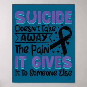 Lindering Zelfmoord Teal & Paarse Lint Poster