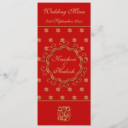 L'Indien de modèle de menu de mariage a inspiré le (Devant)