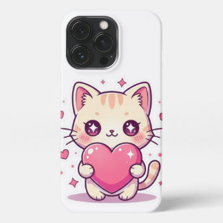 Lindo Gatito Kawaii con Corazón Rosa - Funda iPhon iPhone 13 Pro Hoesje