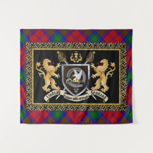 Lindsay Clan Badge & Motto w/Lions Wandkleed