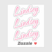 Lindsay Nom décoratif en rose x3 Sticker (Feuille)