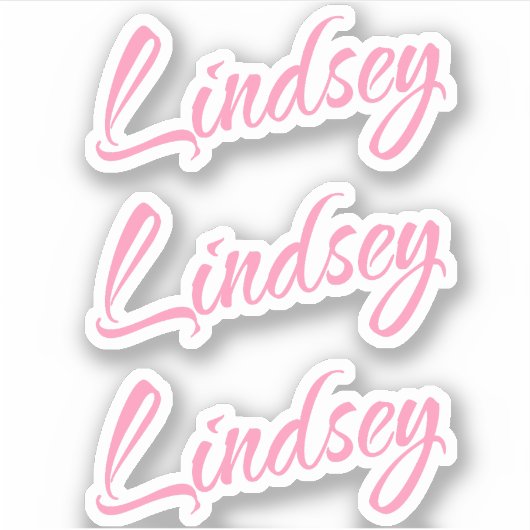 Lindsay Nom décoratif en rose x3 Sticker (Devant)