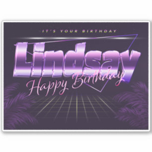 Lindsay Prénom lila retro Anniversaire de Sticker