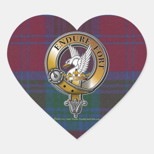 Lindsay Tartan & Badge Hart Sticker (Voorkant)