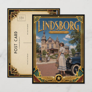 Lindsborg Kansas Vintage Art Deco Gouden Tijdperk Briefkaart
