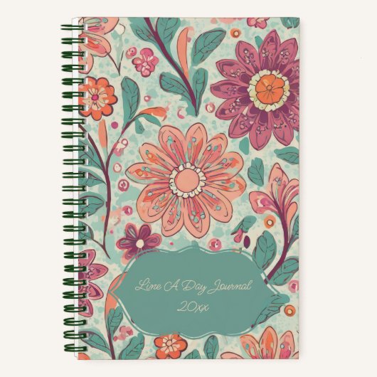 Line A Day Retro Floral Journal | Gepersonaliseerd Notitieboek (Voorkant)