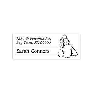 Line Art American Cocker Spaniel Retouradres Rubberstempel