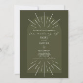 Line Art Arch Script Green Wedding Kaart (Voorkant)