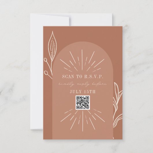 Line Art Arch Terracotta QR Code Scan naar RSVP (Voorkant)