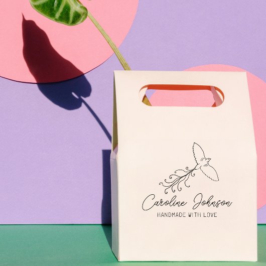 Line Art Bird Custom Handmade with love, Large Rubberstempel