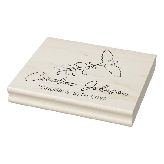 Line Art Bird Custom Handmade with love, Large Rubberstempel (Stempel)