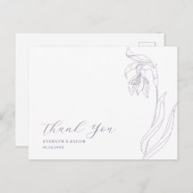 Line art bloem Lavendel Dank u briefkaart