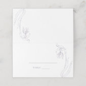 Line Art bloemenboog Lavendel Place Card (Buitenkant ongevouwen)