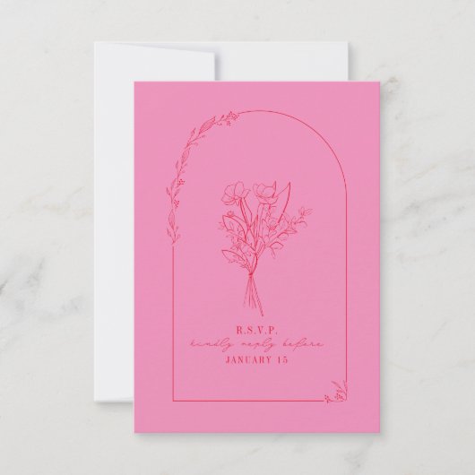 Line Art Bouquet Arch Pink RSVP (Voorkant)