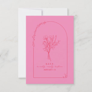 Line Art Bouquet Arch Pink RSVP Kaartje