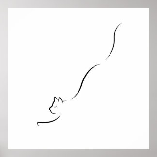 Line art Cat - lijntekening kat minimalistisch Poster