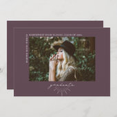 Line Art Dark Paars Afstuderen Horizontale foto Aankondiging (Voorkant / Achterkant)