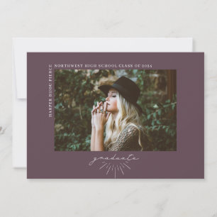 Line Art Dark Paars Afstuderen Horizontale foto Aankondiging