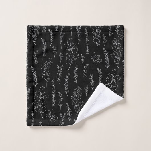 Line Art Eucalyptus Patroon Bad Handdoek (Wasdoekje)