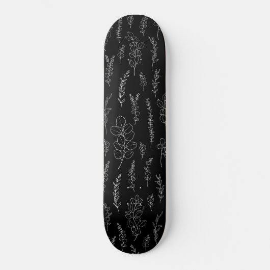 Line Art Eucalyptus Patroon Skateboard (Voorkant)
