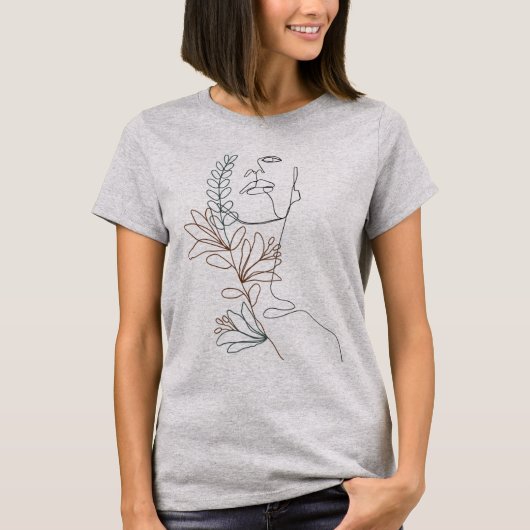 Line Art Face Abstract Art Line Minimal T-Shirt (Voorkant)
