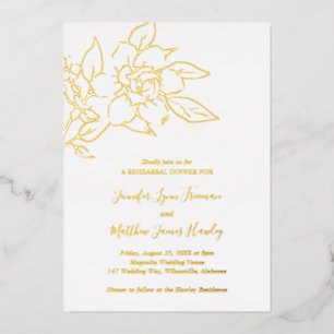 Line Art Floral Elegante bruiloft repetitie diner Folie Uitnodiging