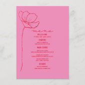 Line Art Flower Pink + Red Wedding Menu (Voorkant)