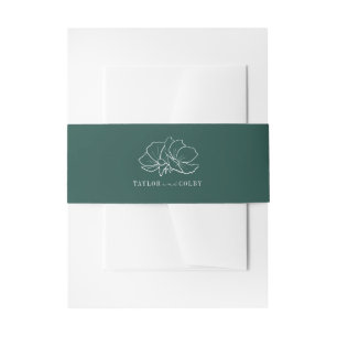 Line Art Flowers Emerald Jewel Tone Wedding Uitnodigingen Wikkel