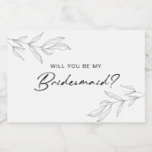 Line Art Foliage Bruidsmeisje Mousserende Wijn Lab Sparkling Wijnetiket (Enkel label)